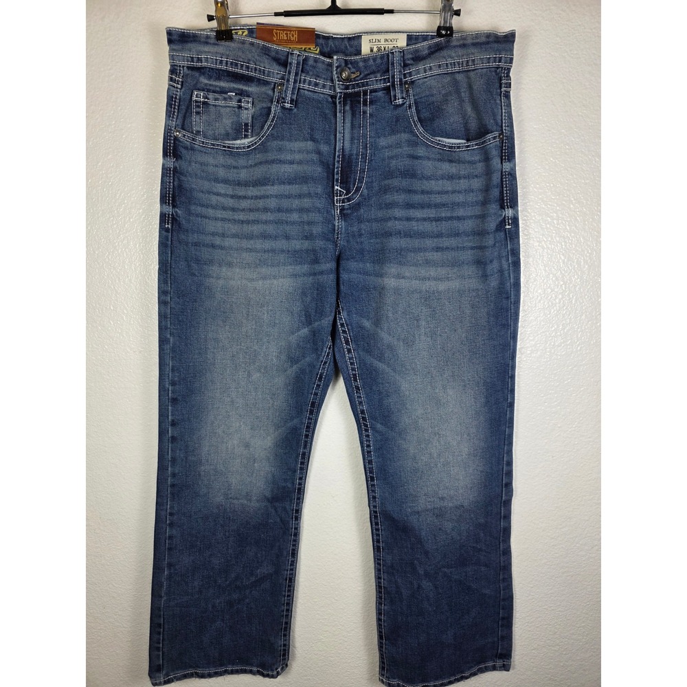 Axel Brand Mens Slim Boot Stretch Jeans Medium Wash 36x30